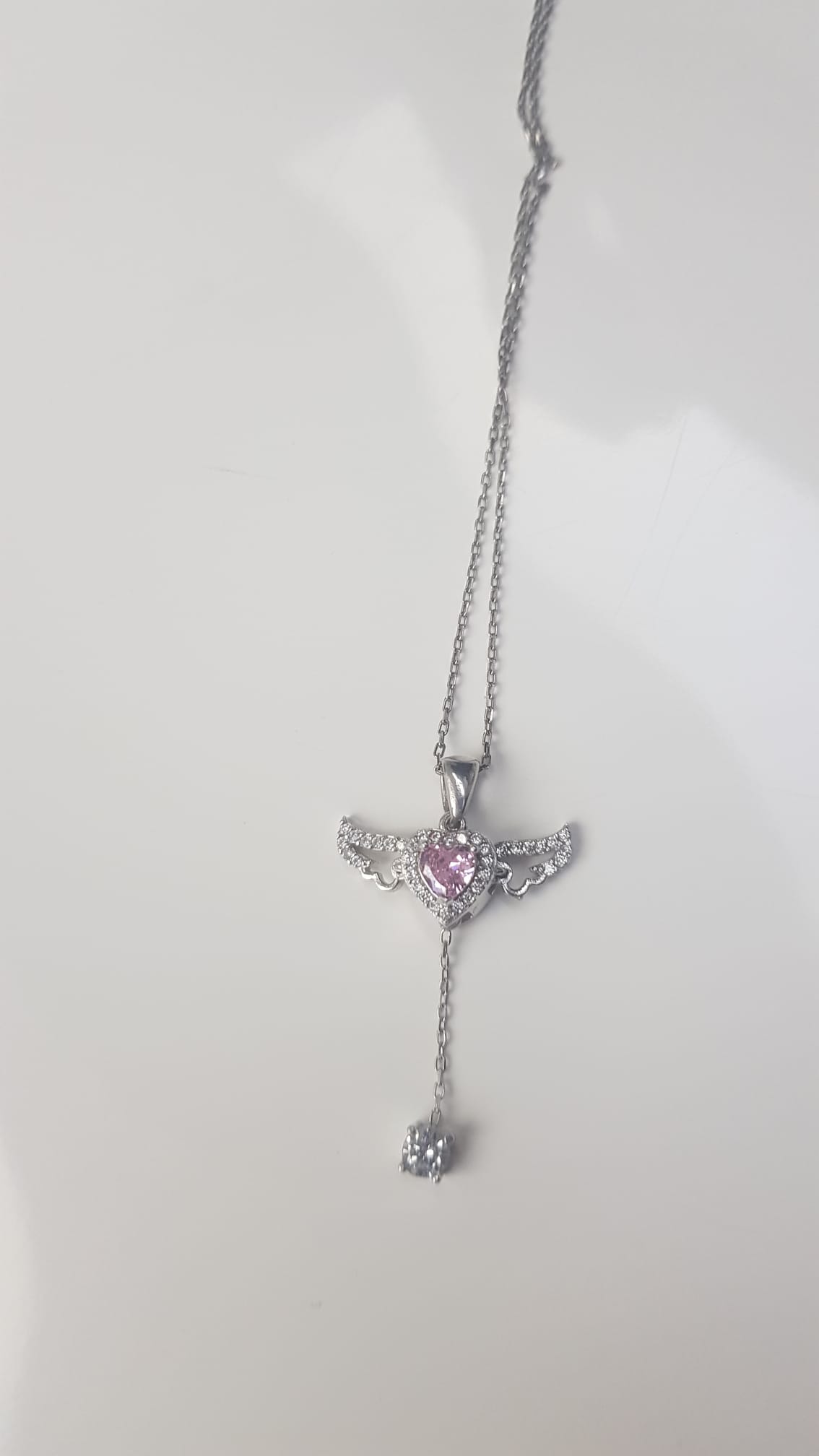 Vog%20Swarovski%20Model%20Melek%20Kanadı%20Pembe%20Kalp%20Taşlı%20Hareketli%20925%20Ayar%20Gümüş%20Sevgiliye%20Kolye