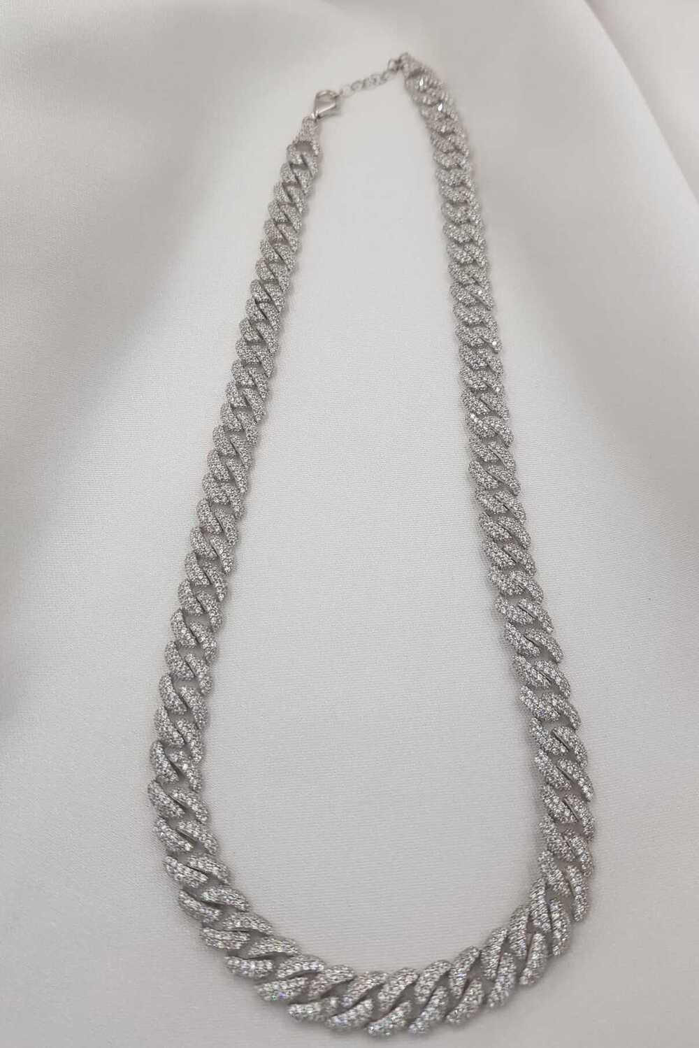 Vog%20Lüks%20Zirconia%20Taşlı%20Cuban%20Chain%20Zincir%20925%20Ayar%20Gümüş%20Rhodium%20Kaplama%20Kolye