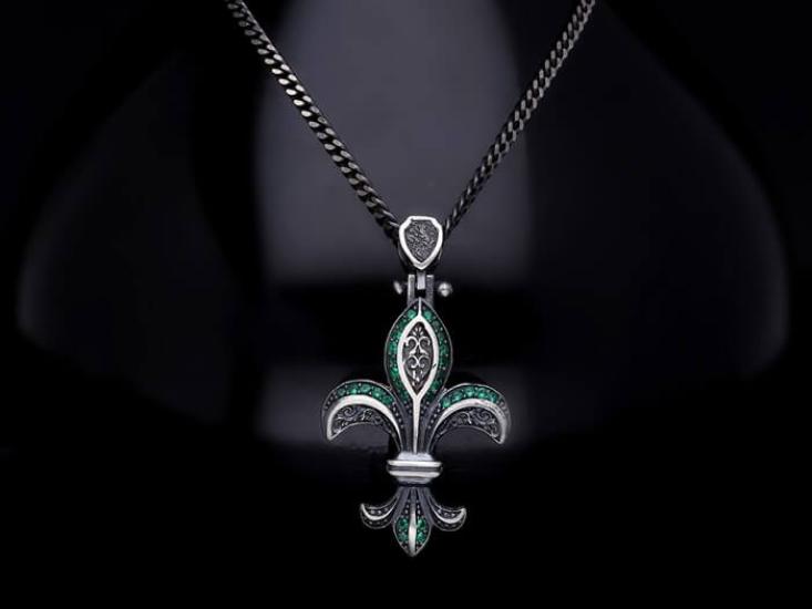 Vog Oksitli Fleur De Lis (1)Zirconia Taşlı 925 Ayar Gümüş Sevgiliye Eşe Babaya Hediye Kolye