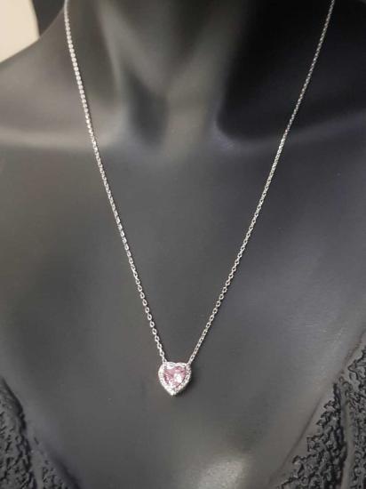 Swarovski Pembe Kalp Taşlı Pandora’s Model Gümüş • Sevgiliye • Eşe • Anneye Hediye Kolye