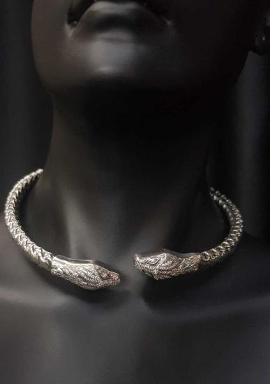 Vog İtalyan Cartier Tasarım Taşlı Yılan (Snake)925 Gümüş Sevgiliye,Anneye,Eşe Choker,Gerdanlık