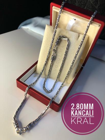 2.8mm Kancalı Kral 925 Gümüş Set • Işıklı Kutuda Sevgiliye • Eşe • Babaya Kolye Bileklik