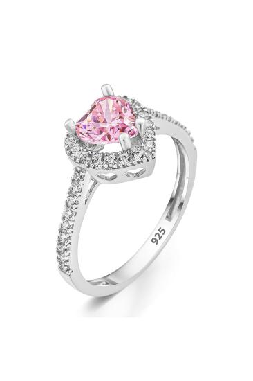 Pandora Swarovski Taşlı Pembe Renkli Kalpli 925 Ayar Gümüş Sevgiliye,Anneye,Arkadaşa Yüzük