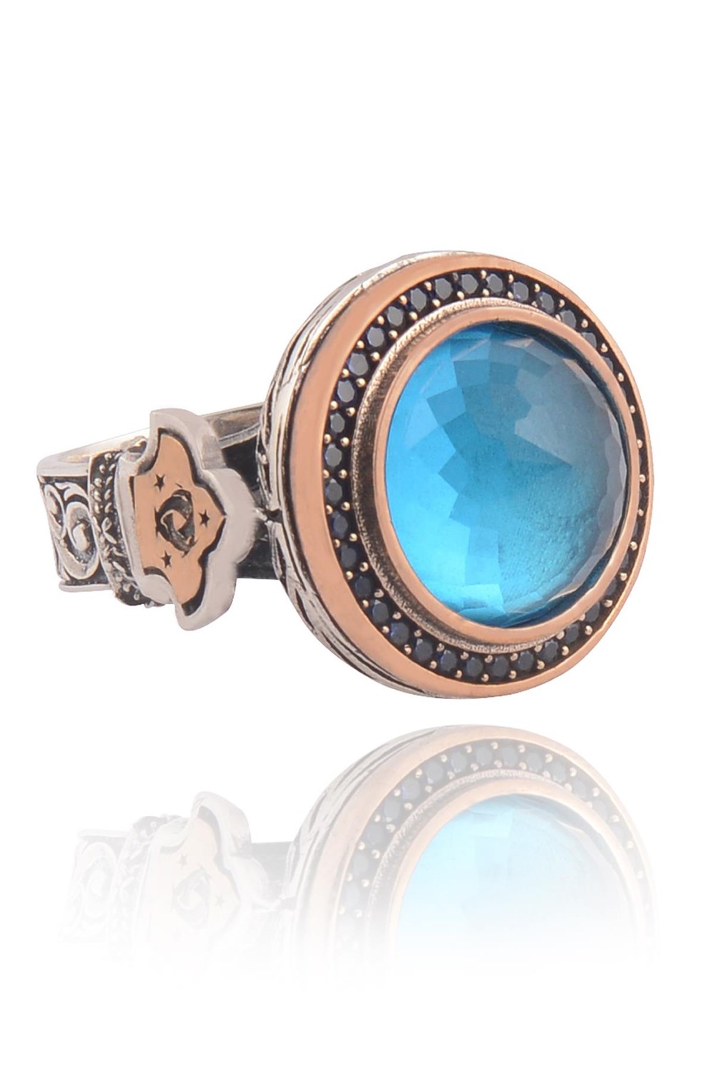 Vog%20Blue%20Topaz%20Aqua%20Marin%20Taşlı%20Kubbe%20Model%20Yanı%20Teşkilat-ı%20Mahsusa%20925%20Ayar%20Erkek%20Gümüş%20Yüzük