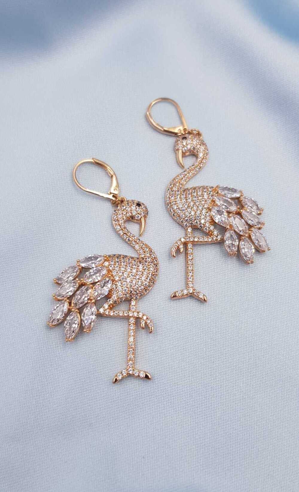 Vog%20Xuping%20Flamingo%20Tasarım%20Ve%20Swarovski%20Taşlı%20Micro%20Kaplama%20Küpe